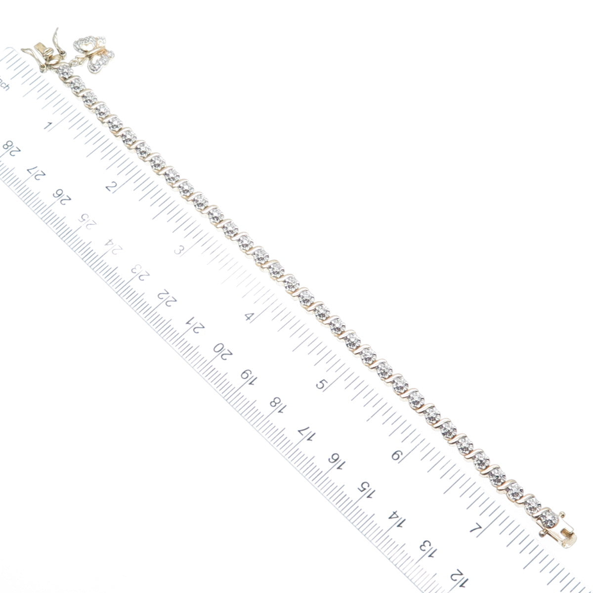 ROSS SIMONS Sterling Gold Plated Real Diamond Accent Tennis Link Bracelet 7"