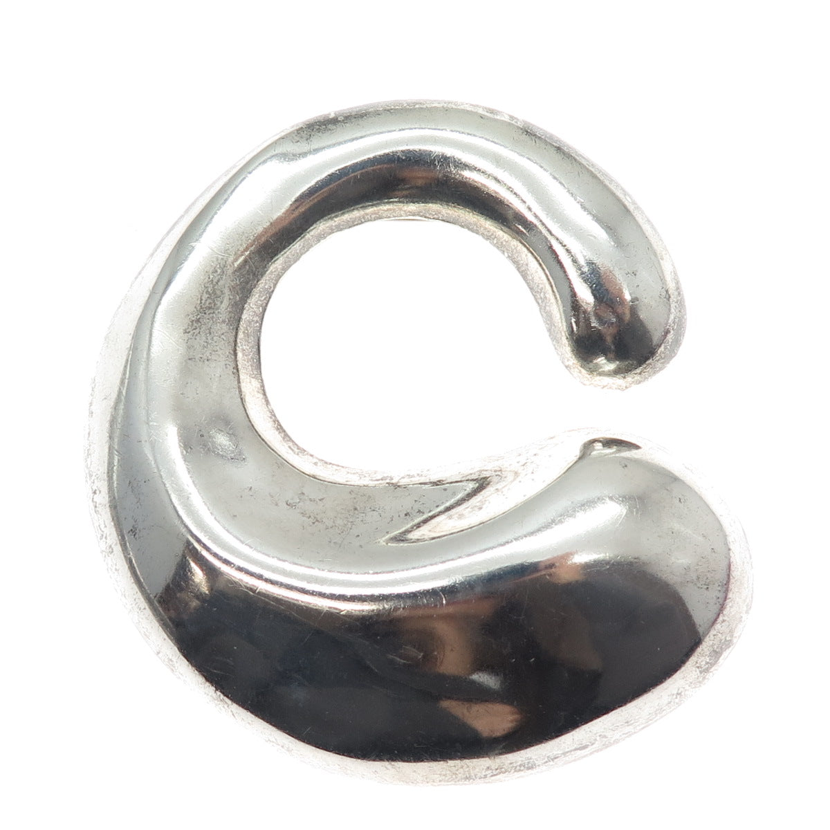 925 Sterling Silver Vintage Mexico Modernist Crescent Pin Brooch / Pendant