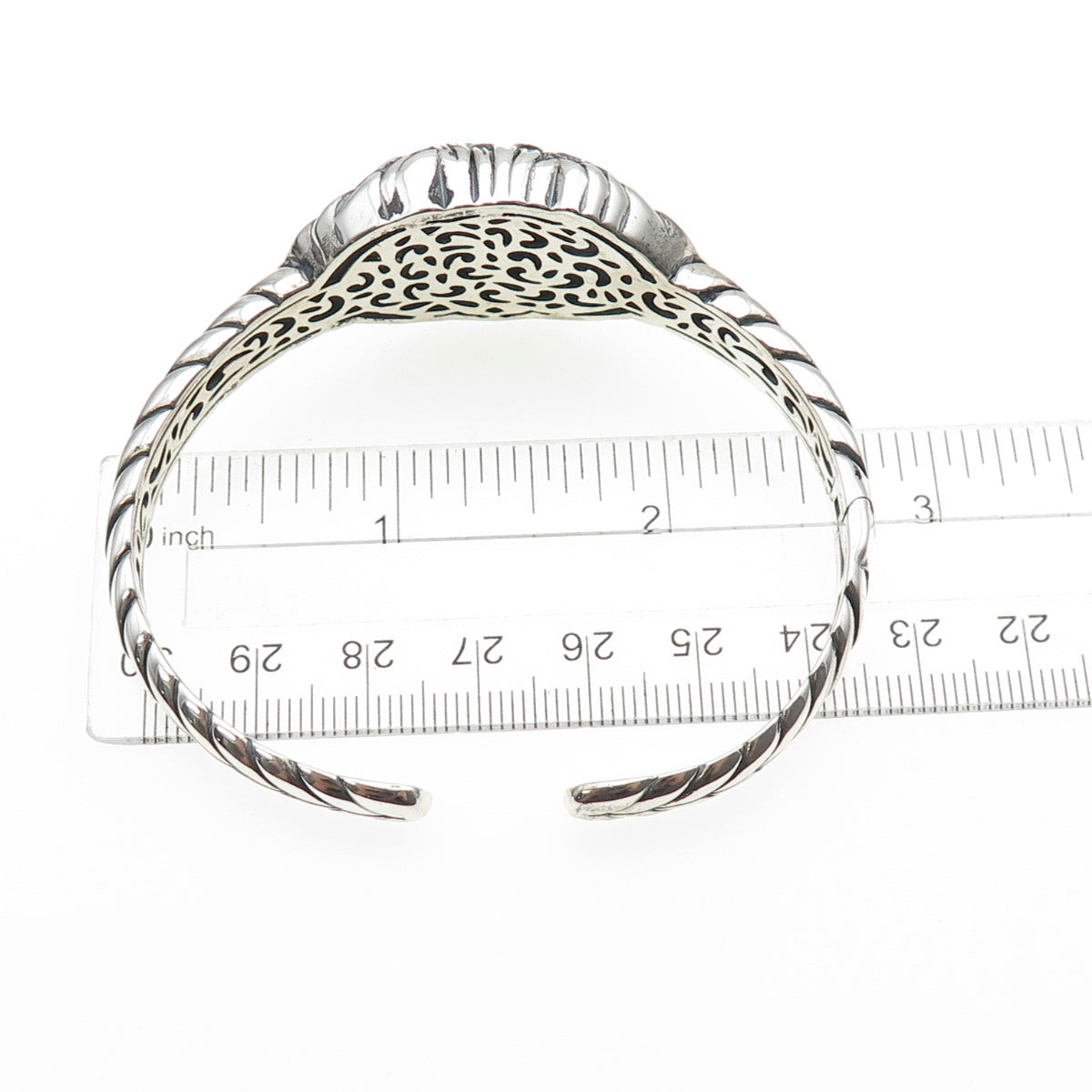 925 Sterling Vintage Real Black Spinel Lion Oxidized Adjustable Bracelet 7.25"