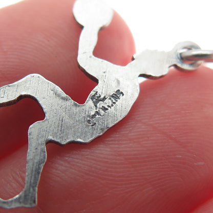 ART'S ELEGANCE 925 Sterling Silver Vintage Basketball Player Oxidized Pendant
