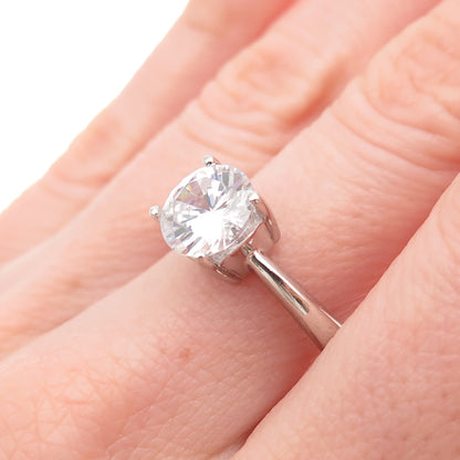 Sai 925 Sterling Silver Round-Cut C Z Engagement Ring Size 8