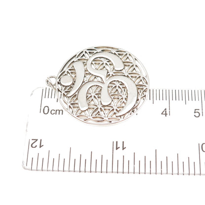 Saraswati 925 Sterling Silver Vintage Om Mantra Charm Pendant