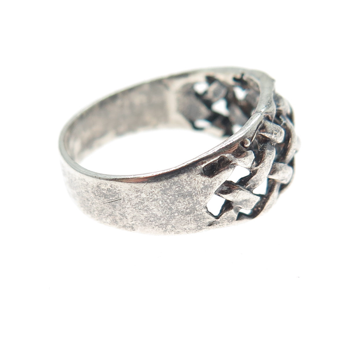925 Sterling Silver Vintage Woven Oxidized Ring Size 6.75