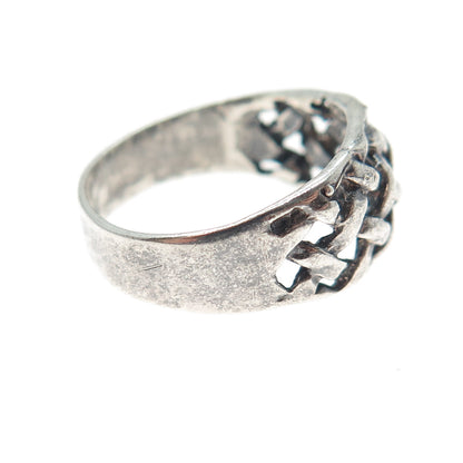 925 Sterling Silver Vintage Woven Oxidized Ring Size 6.75