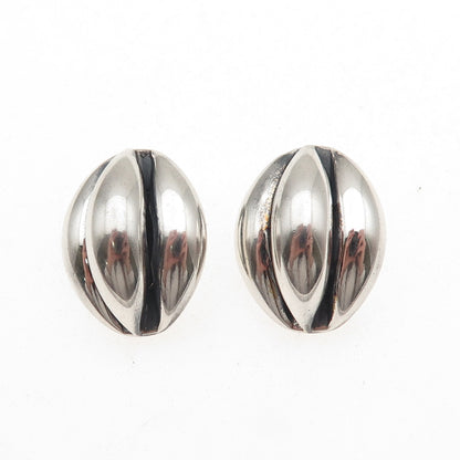 Danecraft 925 Sterling Silver Vintage Modernist Oxidized Clip On Earrings