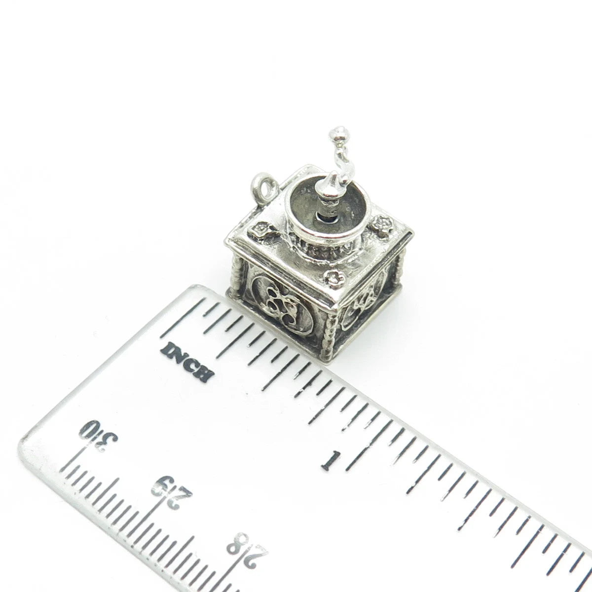 925 Sterling Silver Antique Art Deco Coffee Grinder Charm Pendant