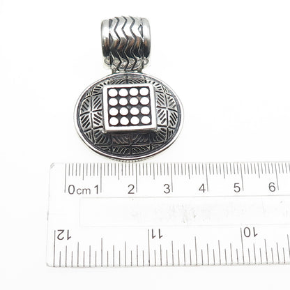 925 Sterling Silver Vintage Modernist Dotted Oxidized Pendant