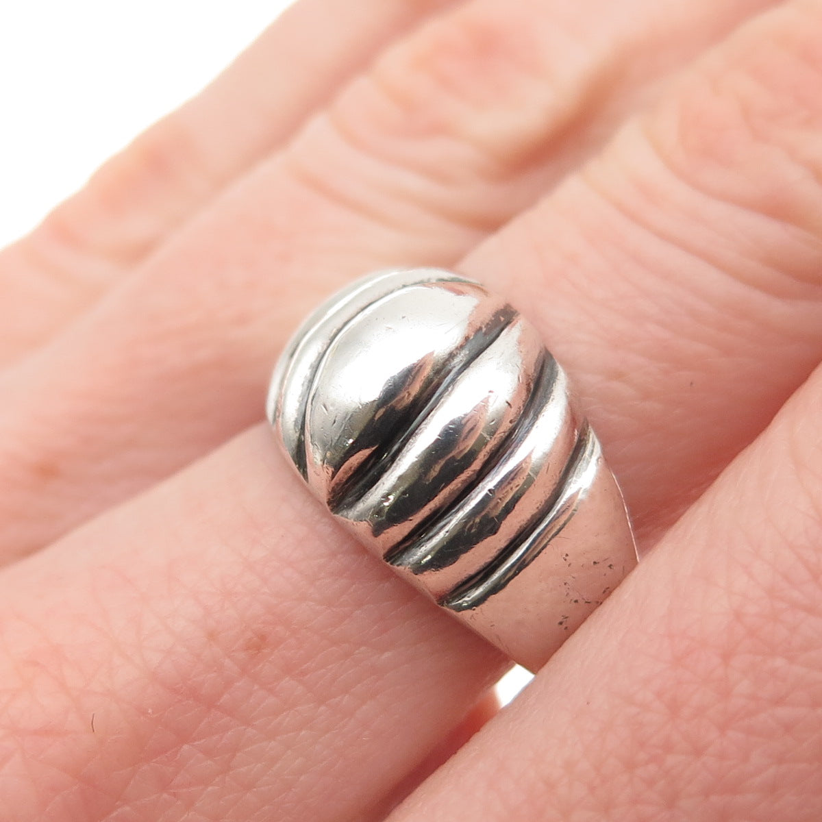 925 Sterling Silver Vintage Mexico Modernist Oxidized Ring Size 6.75