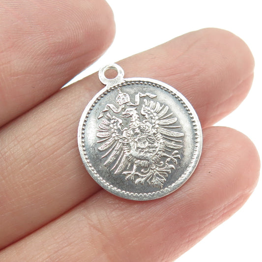 925 Sterling Silver Antique Art Deco 1 Germany Mark Coin Charm Pendant