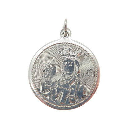 CREED 925 Sterling Silver Vintage St. Mary & Jesus Religious Charm Pendant