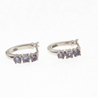 Chuck Clemency 925 Sterling Silver Real Round-Cut Iolite Earrings