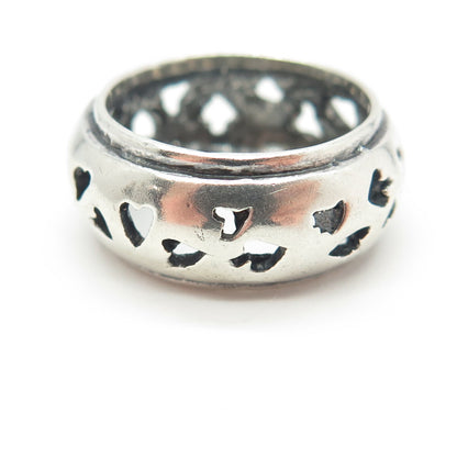 925 Sterling Silver Vintage Spade & Heart Playing Cards Band Ring Size 6.5