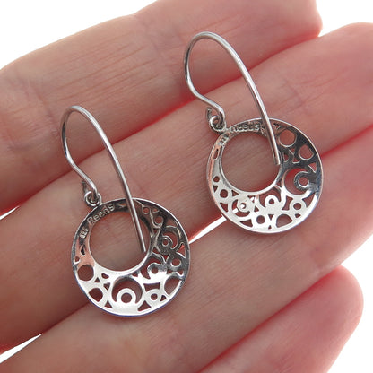 REEDS 925 Sterling Silver Vintage Crescent Circle Dangle Earrings