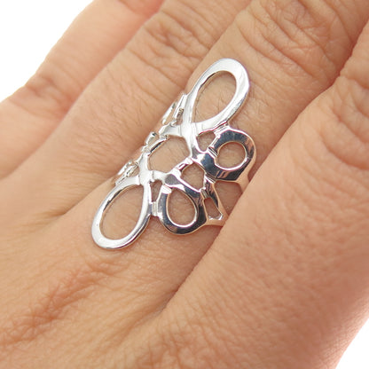 925 Sterling Silver Vintage Mexico Modernist Flower Ring Size 7