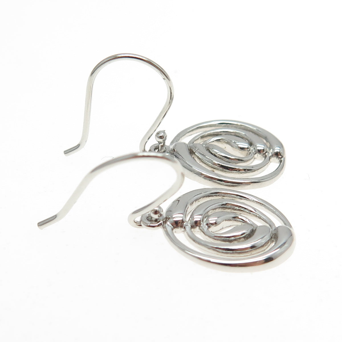 925 Sterling Silver Modernist Yin Yang Dangling Earrings