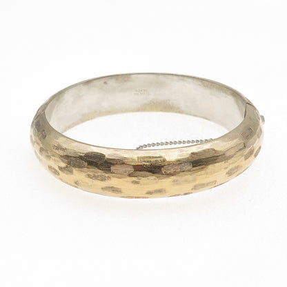 Hayward 925 Sterling Silver Gold Plated Vintage Brushed Bangle Bracelet 7.25"