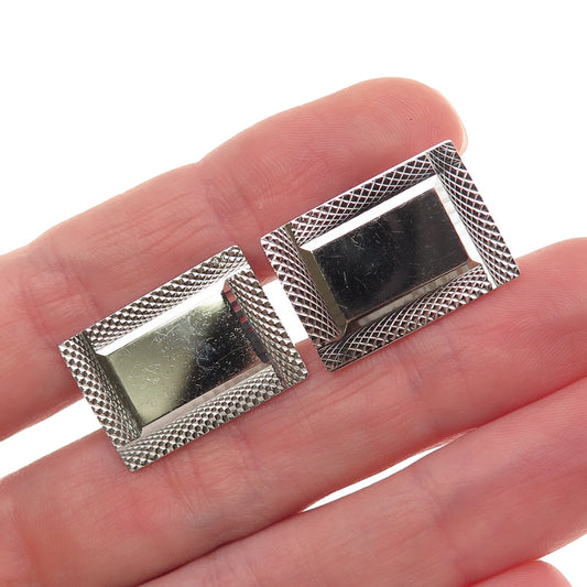 Lamode 925 Sterling Silver Vintage Diamond-Cut Cufflinks