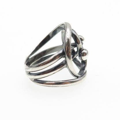 925 Sterling Silver Vintage MSW Modernist Yin Yang Oxidized Ring Size 7
