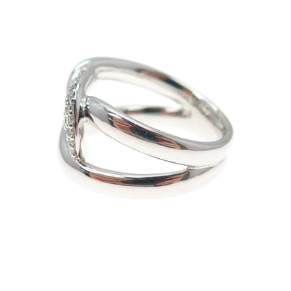 925 Sterling Silver Round-Cut C Z Interlocked Oval Link Ring Size 6.75
