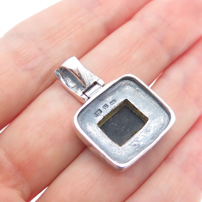 ATI ANNIKA WITT 925 Sterling Silver Vintage Real Black Onyx Oxidized Pendant