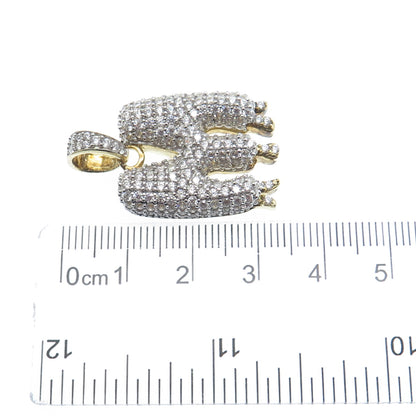 925 Sterling Silver Gold Plated Round-Cut Shaped C Z Letter M Sparkle Pendant