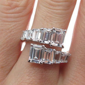 DSMK 925 Sterling Silver Emerald-Cut Shaped C Z Adjustable Ring Size 7.25