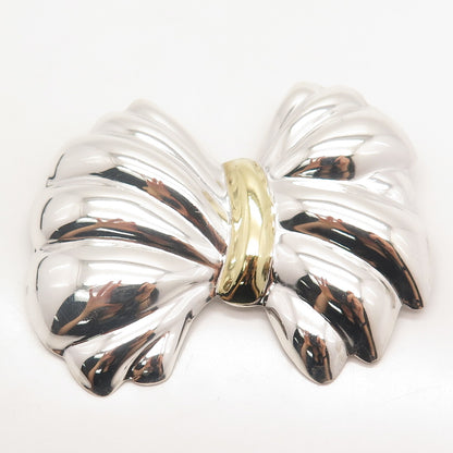 925 Sterling Silver 2-Tone Vintage Mexico Bow Pin Brooch