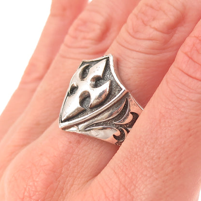 925 Sterling Silver Vintage Cross Oxidized Ring Size 11.5