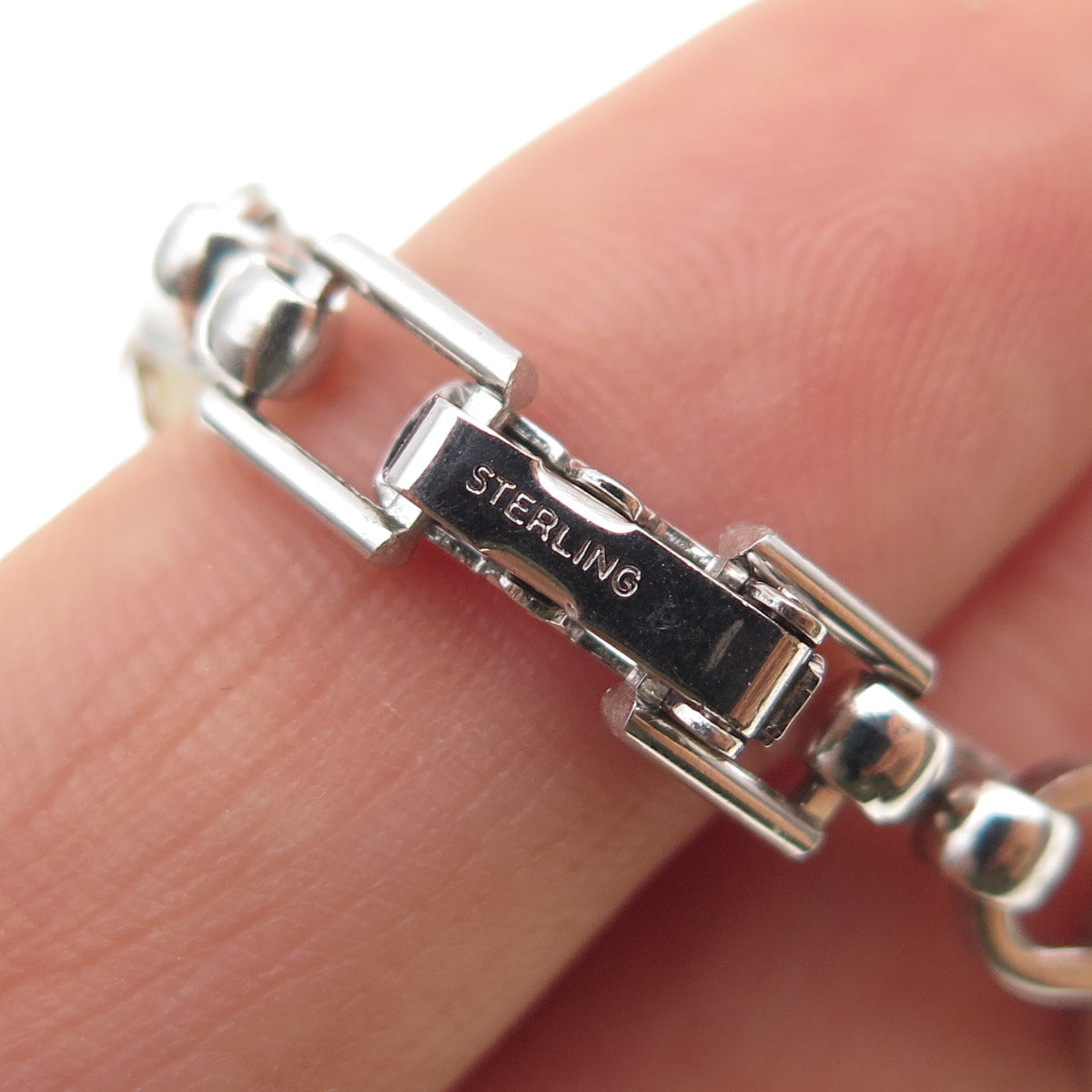 LAMODE 925 Sterling Silver Antique Art Deco Real Pearl Bracelet 6.75"