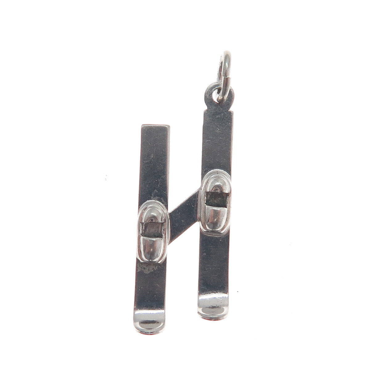 925 Sterling Silver Vintage Skiing Minimalist Charm Pendant