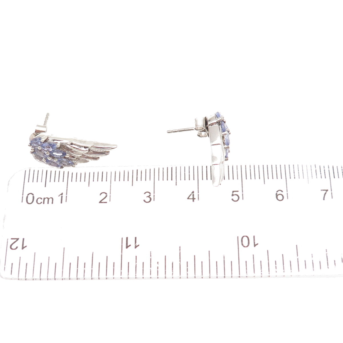 Chuck Clemency 925 Sterling Silver Real Tanzanite Angel Wings Earrings