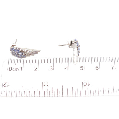 Chuck Clemency 925 Sterling Silver Real Tanzanite Angel Wings Earrings