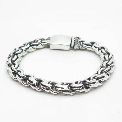 925 Sterling Silver Vintage Mexico Fancy Cable Link Bracelet 7.25"