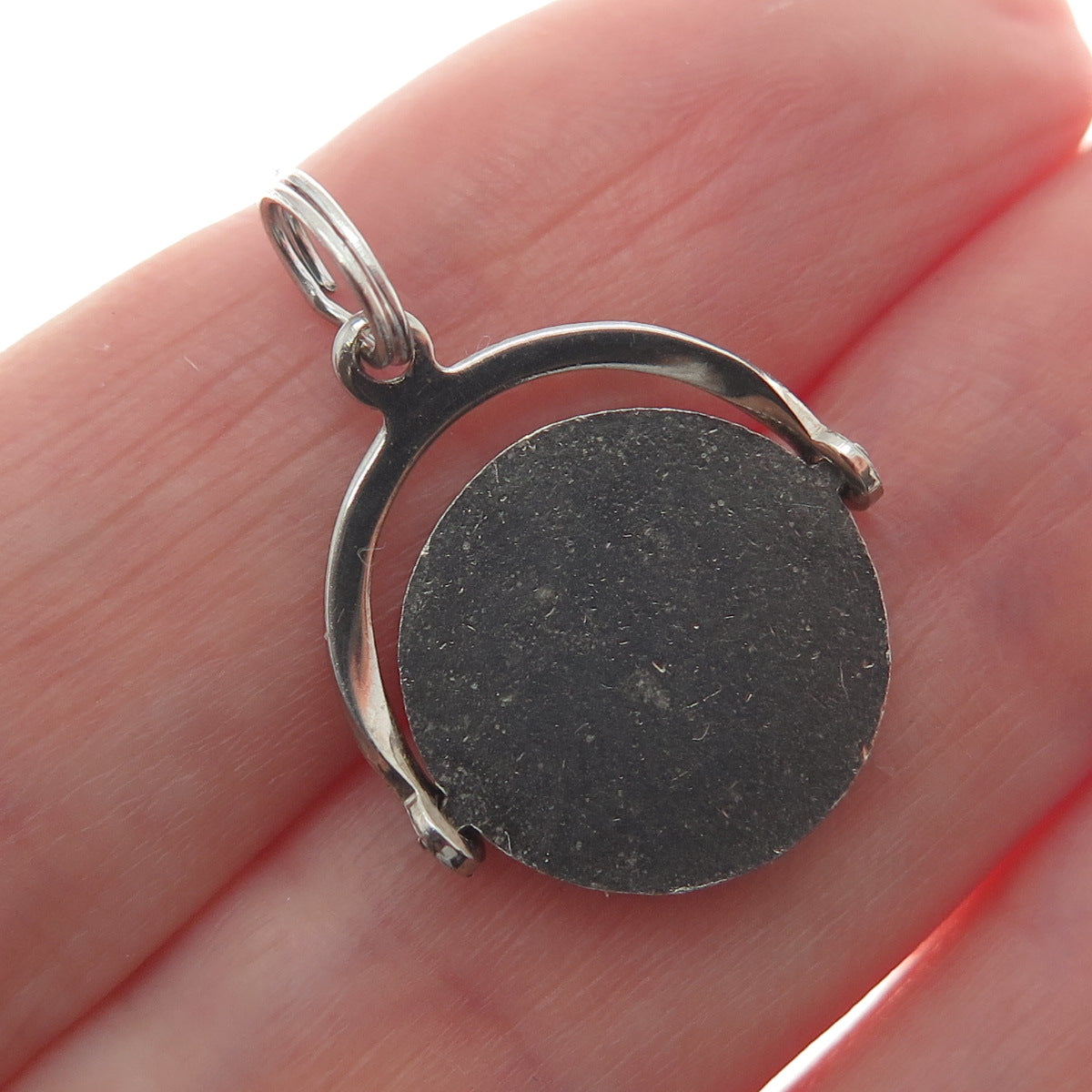 925 Sterling Silver Vintage Enamel Washington DC Reversible Minimalist Pendant