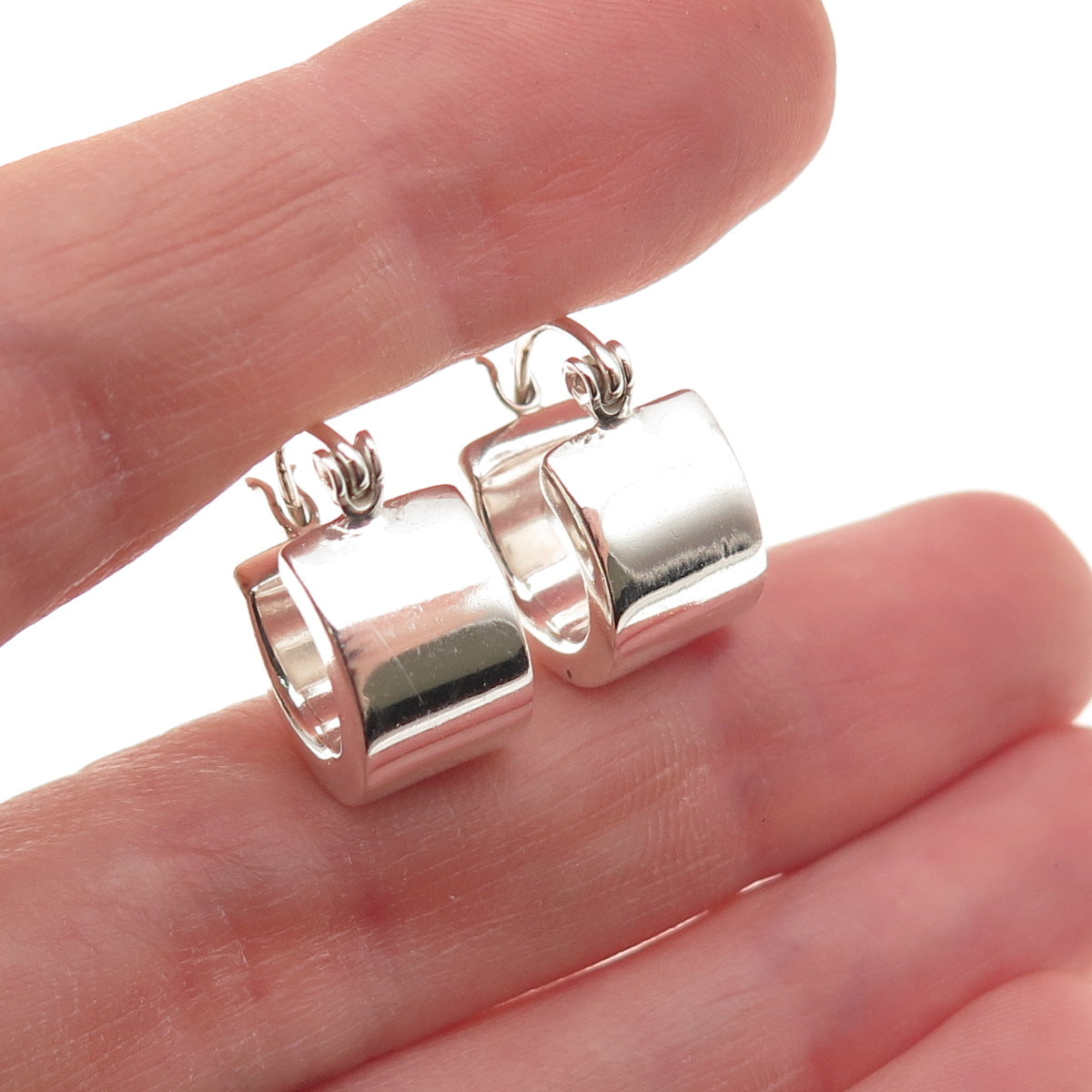 Ken Crafts 925 Sterling Silver Vintage Wide Hoop Earrings
