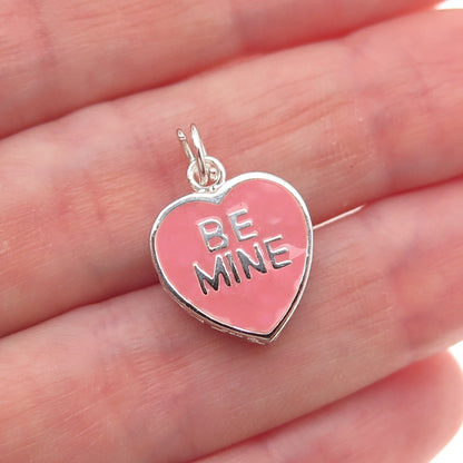 Ross Simons 925 Sterling Silver Enamel Be Mine Double Sided Heart Charm Pendant