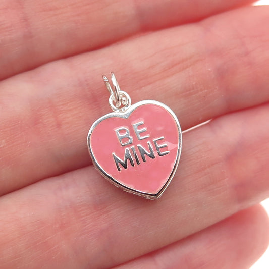 Ross Simons 925 Sterling Silver Enamel Be Mine Double Sided Heart Charm Pendant