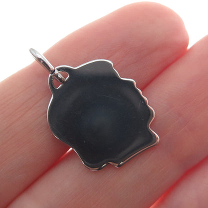 A & Z 925 Sterling Silver Vintage Girl's Face Profile Minimalist Charm Pendant