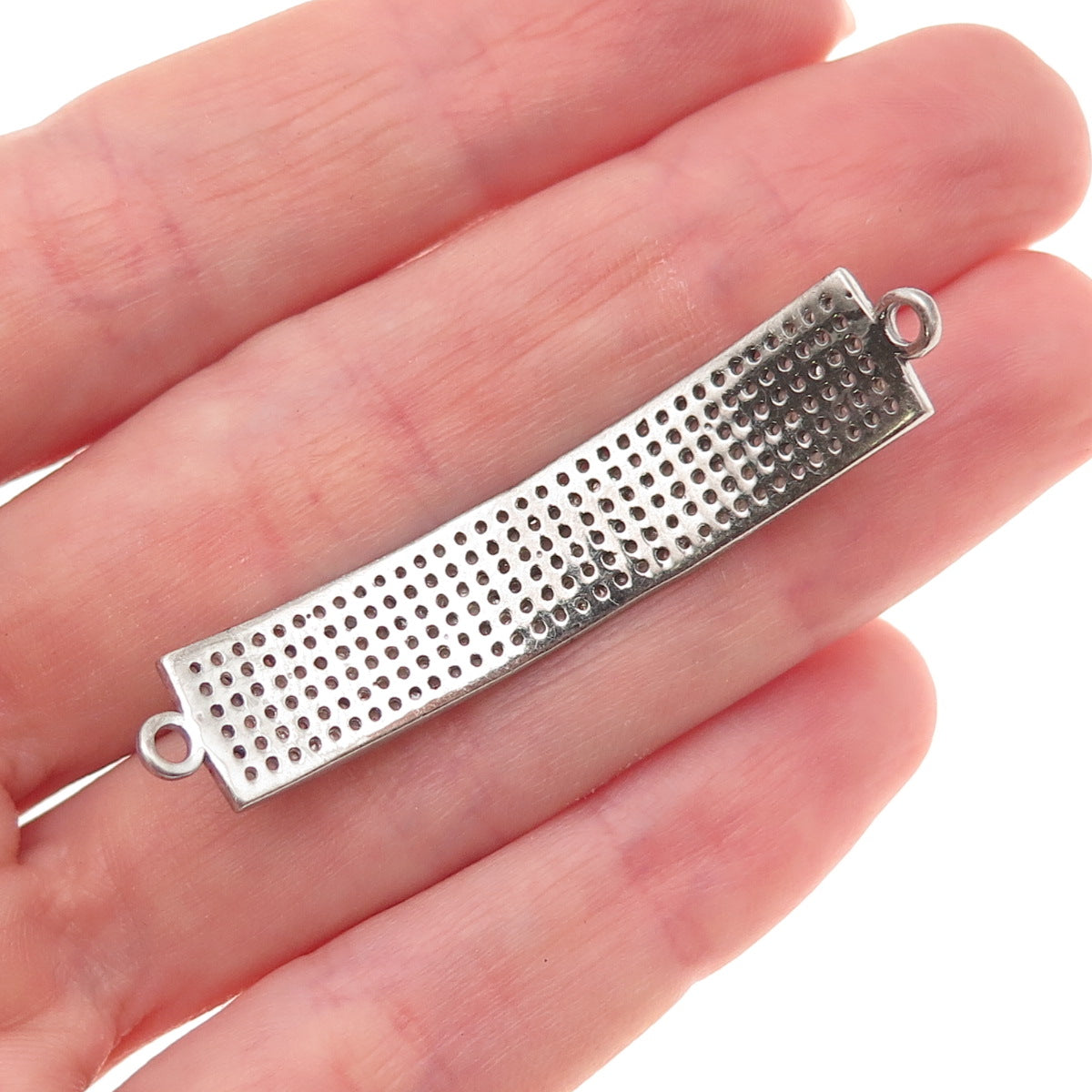 925 Sterling Silver Real Round-Cut Diamond ID Bracelet Centerpiece Part