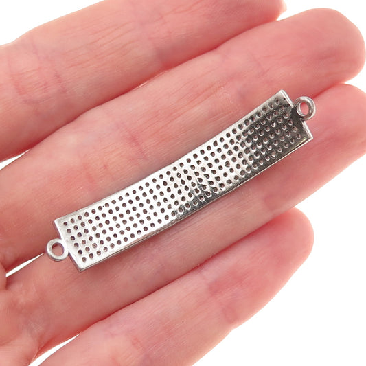 925 Sterling Silver Real Round-Cut Diamond ID Bracelet Centerpiece Part