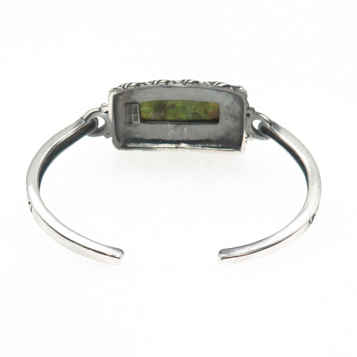 925 Sterling Silver Vintage Real Royston Turquoise Adjustable Cuff Bracelet 6"