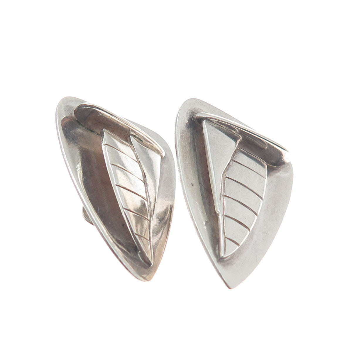 925 Sterling Silver Vintage Sailboat Clip On Earrings