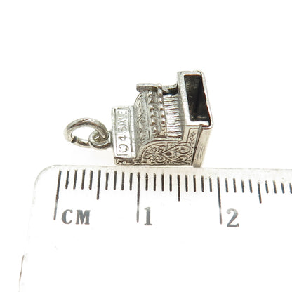 925 Sterling Silver Antique Art Deco Cash Register 3D Charm Pendant