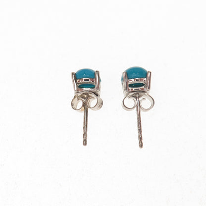 925 Sterling Silver Real Sleeping Beauty Turquoise Stud Earrings