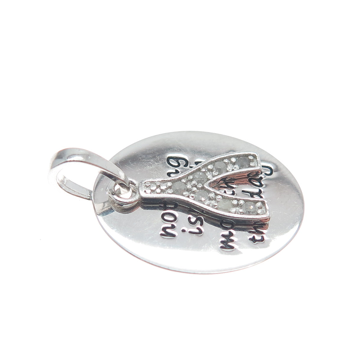 HAN 925 Sterling Diamond Nothing Is Worth More Than This Day Wishbone Pendant