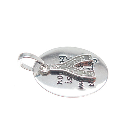 HAN 925 Sterling Diamond Nothing Is Worth More Than This Day Wishbone Pendant