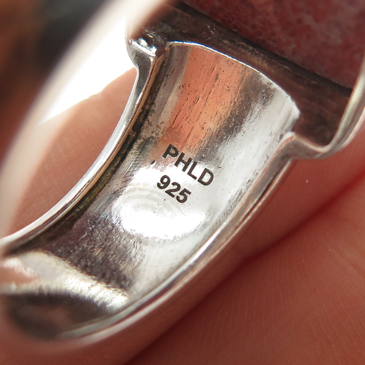 PHLD PlayHardLookDope 925 Sterling Silver Real Coral Ring Size 11.75