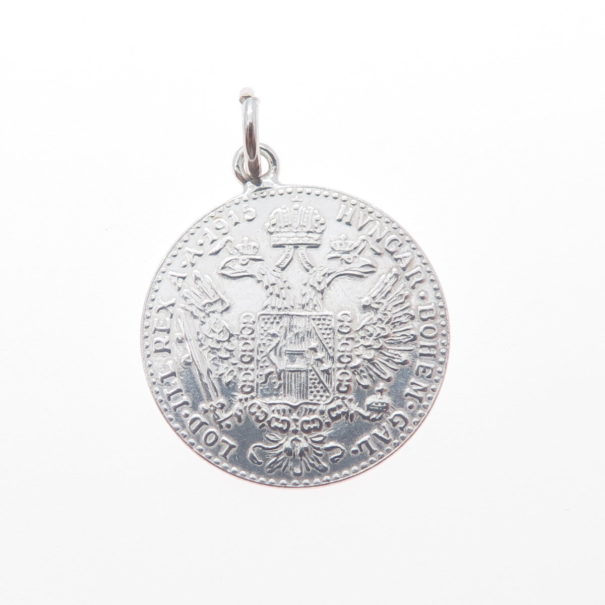 Antique 1915 Silver Austrian Empire 4 Ducats - Franz Joseph I Coin Pendant