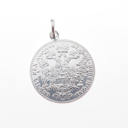 Antique 1915 Silver Austrian Empire 4 Ducats - Franz Joseph I Coin Pendant