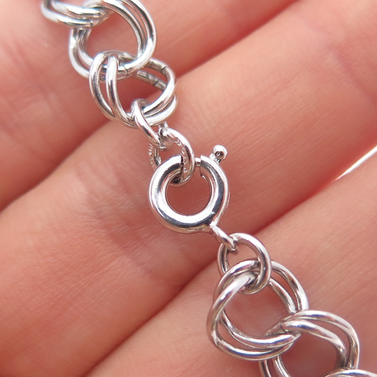 925 Sterling Silver Vintage Double Curb Link Bracelet 7"